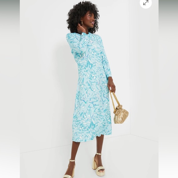 Tuckernuck HYACINTH HOUSE Blue Abstract Hattie Midi Dress - Picture 2 of 14